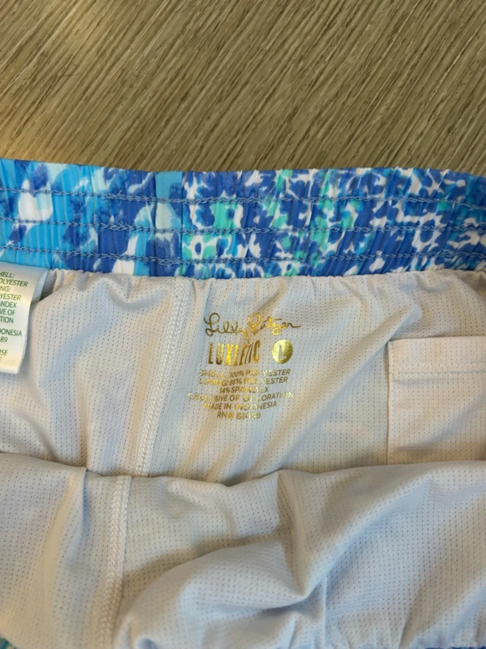 Lilly Pulitzer Blue Aqua Floral-Print Women's Athletic Shorts - Picture 3 of 5